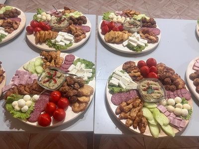 Appetizer platters, prepared for a group meal